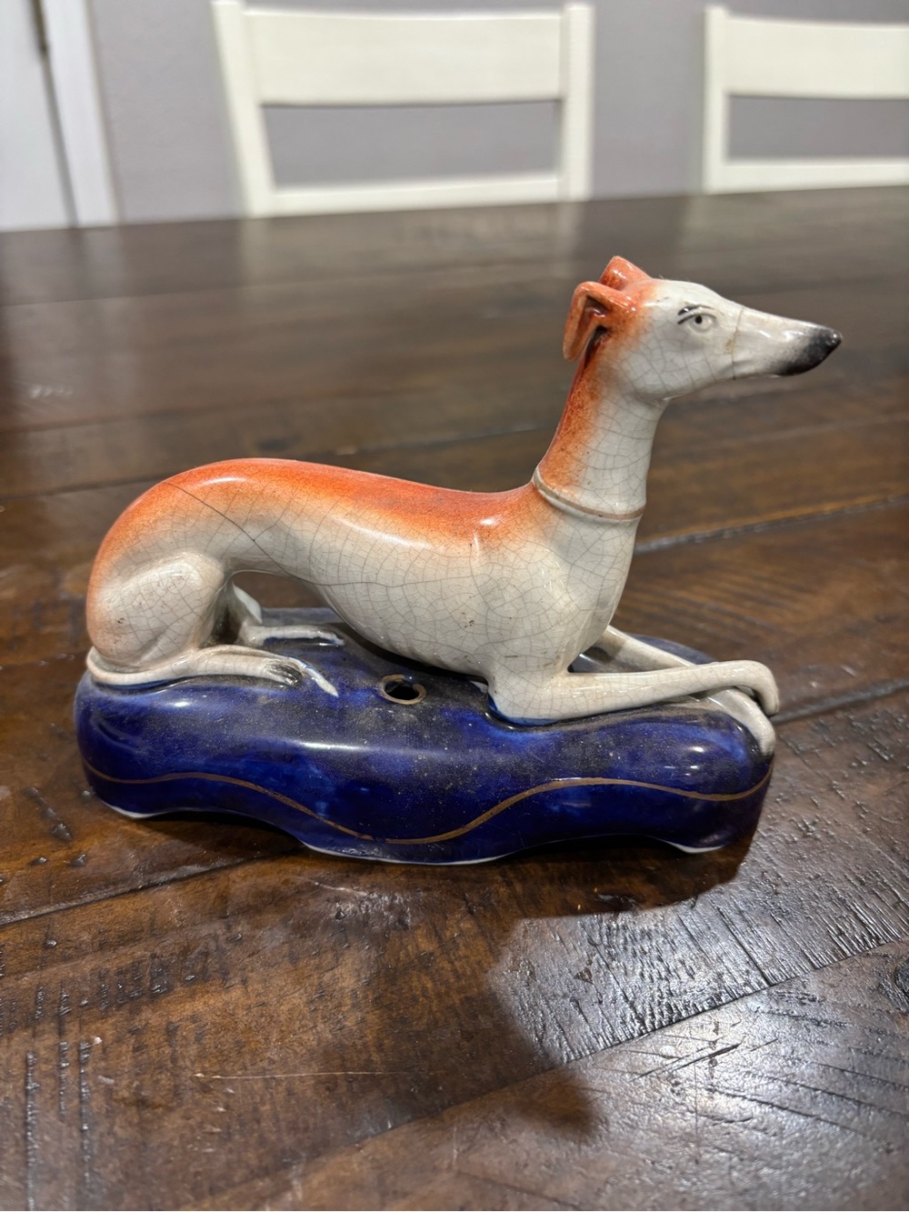 Antique Staffordshire Ceramic Greyhound Figurine ink well or pen holder - Picture 2 of 14